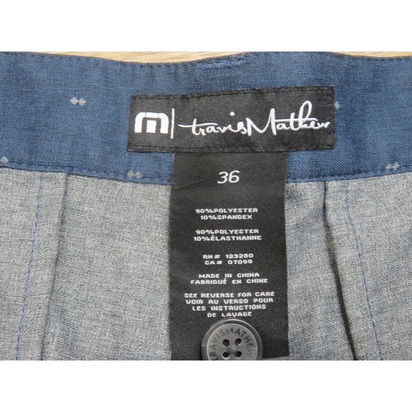 TravisMathew Shorts Mens 36 Blue Dot Print Golf Performance Stretch Casual - Picture 3 of 6